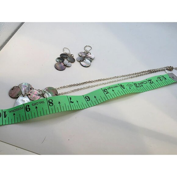 Pearly Necklace & Earrings Set With Silver-Tone Chain And Hook Closures For Wome - Picture 2 of 2